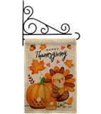 Happy Cute Turkey - Thanksgiving Fall Vertical Impressions Decorative Flags HG137629 Made In USA