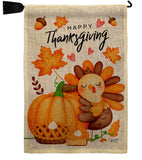 Happy Cute Turkey - Thanksgiving Fall Vertical Impressions Decorative Flags HG137629 Made In USA