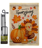 Happy Cute Turkey - Thanksgiving Fall Vertical Impressions Decorative Flags HG137629 Made In USA