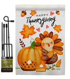 Happy Cute Turkey - Thanksgiving Fall Vertical Impressions Decorative Flags HG137629 Made In USA