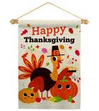 Give Thanks Turkey - Thanksgiving Fall Vertical Impressions Decorative Flags HG190006 Made In USA