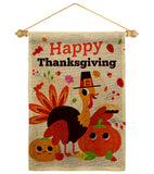 Give Thanks Turkey - Thanksgiving Fall Vertical Impressions Decorative Flags HG190006 Made In USA