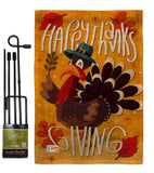 Happy Thanksgiving Turkey - Thanksgiving Fall Vertical Impressions Decorative Flags HG192043 Made In USA