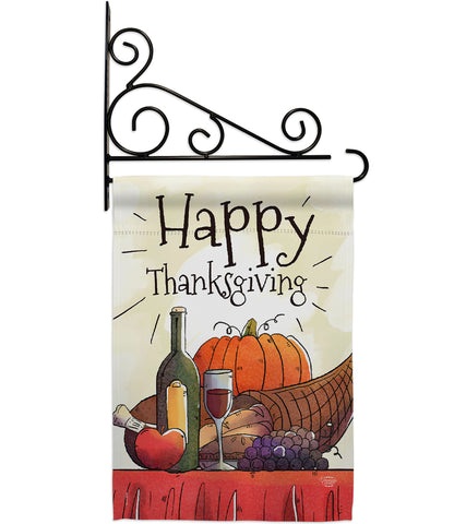 Happy Thanksgiving Gartenflagge – 30,5 X 45,7 Cm, Jute-Polyester, Doppelseitig Bedruckt, Mit Truthahn & Ahornblatt