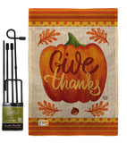 Pumpkin Give Thanks - Thanksgiving Fall Vertical Impressions Decorative Flags HG192139 Made In USA