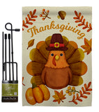 Pilgrim Turkey - Thanksgiving Fall Vertical Impressions Decorative Flags HG192283 Made In USA