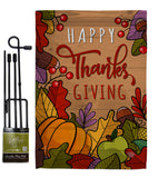 Happy Thanks Giving - Thanksgiving Fall Vertical Impressions Decorative Flags HG192294 Made In USA