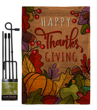 Happy Thanks Giving - Thanksgiving Fall Vertical Impressions Decorative Flags HG192294 Made In USA