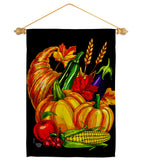 Grateful Cornucopia - Thanksgiving Fall Vertical Impressions Decorative Flags HG192655 Made In USA