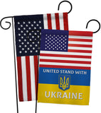 US Stand With Ukraine - US Friendship Flags of the World Vertical Impressions Decorative Flags HG141204 Made In USA