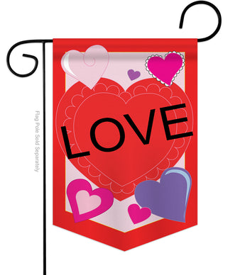 Love Hearts - Valentines Spring Vertical Applique Decorative Flags HG101038