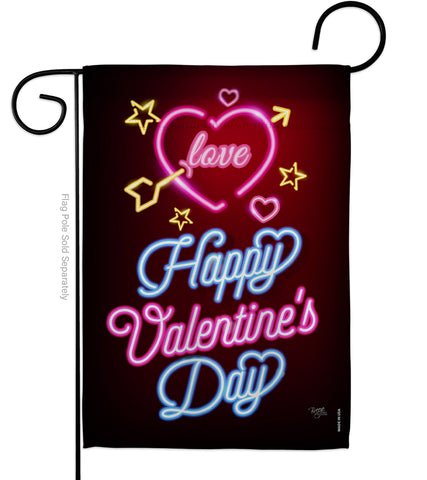 Neon Valentines Love - Valentines Spring Vertical Impressions Decorative Flags HG101057 Made In USA