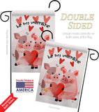 Valentines Piggy - Valentines Spring Vertical Impressions Decorative Flags HG101070 Made In USA