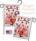 Valentines Piggy - Valentines Spring Vertical Impressions Decorative Flags HG101070 Made In USA