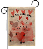 Valentines Piggy - Valentines Spring Vertical Impressions Decorative Flags HG101070 Made In USA