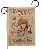 Happy Valentine's Day Cupid - Valentines Spring Vertical Impressions Decorative Flags HG191109 Made In USA