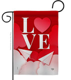 Paper Love Plane - Valentines Spring Vertical Impressions Decorative Flags HG192411 Made In USA