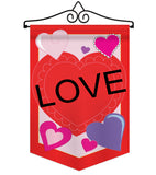 Love Hearts - Valentines Spring Vertical Applique Decorative Flags HG101038