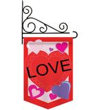 Love Hearts - Valentines Spring Vertical Applique Decorative Flags HG101038