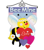 Bee Mine - Valentines Spring Vertical Applique Decorative Flags HG101039