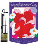 Hearts - Valentines Spring Vertical Applique Decorative Flags HG101041