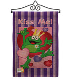 Kiss Me Frog - Valentines Spring Vertical Impressions Decorative Flags HG101042 Made In USA