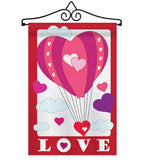 Love Balloon Garden - Valentines Spring Vertical Applique Decorative Flags HG101043