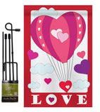 Love Balloon Garden - Valentines Spring Vertical Applique Decorative Flags HG101043