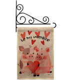 Valentines Piggy - Valentines Spring Vertical Impressions Decorative Flags HG101070 Made In USA