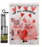 Valentines Piggy - Valentines Spring Vertical Impressions Decorative Flags HG101070 Made In USA