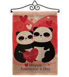 Panda With Love - Valentines Spring Vertical Impressions Decorative Flags HG101074 Made In USA