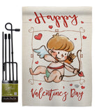 Happy Valentine's Day Cupid - Valentines Spring Vertical Impressions Decorative Flags HG191109 Made In USA