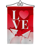 Paper Love Plane - Valentines Spring Vertical Impressions Decorative Flags HG192411 Made In USA