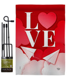 Paper Love Plane - Valentines Spring Vertical Impressions Decorative Flags HG192411 Made In USA