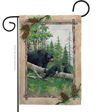 Black Bear & Cubs - Wildlife Nature Vertical Impressions Decorative Flags HG110043 Made In USA