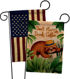 Sloth Drink Coffee - Wildlife Nature Vertical Impressions Decorative Flags HG130310 Made In USA