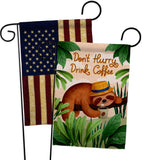 Sloth Drink Coffee - Wildlife Nature Vertical Impressions Decorative Flags HG130310 Made In USA