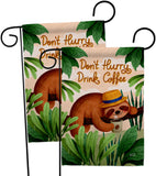 Sloth Drink Coffee - Wildlife Nature Vertical Impressions Decorative Flags HG130310 Made In USA