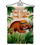 Sloth Drink Coffee - Wildlife Nature Vertical Impressions Decorative Flags HG130310 Made In USA