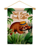 Sloth Drink Coffee - Wildlife Nature Vertical Impressions Decorative Flags HG130310 Made In USA