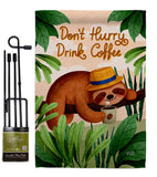 Sloth Drink Coffee - Wildlife Nature Vertical Impressions Decorative Flags HG130310 Made In USA