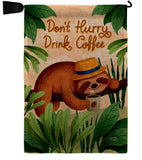 Sloth Drink Coffee - Wildlife Nature Vertical Impressions Decorative Flags HG130310 Made In USA