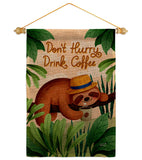 Sloth Drink Coffee - Wildlife Nature Vertical Impressions Decorative Flags HG130310 Made In USA