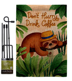 Sloth Drink Coffee - Wildlife Nature Vertical Impressions Decorative Flags HG130310 Made In USA