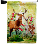 Woodland Deers - Wildlife Nature Vertical Impressions Decorative Flags HG137575 Made In USA