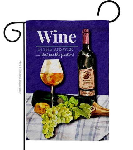 Wine the Answer - Wine Happy Hour & Drinks Vertical Impressions Decorative Flags HG117062 Made In USA