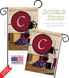 Wine C Initial - Wine Happy Hour & Drinks Vertical Impressions Decorative Flags HG130211 Made In USA