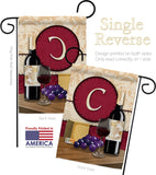 Wine C Initial - Wine Happy Hour & Drinks Vertical Impressions Decorative Flags HG130211 Made In USA