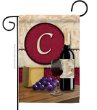 Wine C Initial - Wine Happy Hour & Drinks Vertical Impressions Decorative Flags HG130211 Made In USA