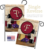 Wine F Initial - Wine Happy Hour & Drinks Vertical Impressions Decorative Flags HG130214 Made In USA